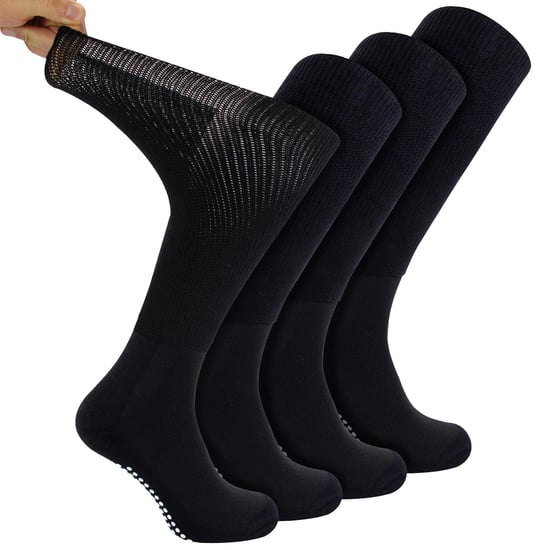 4-Pack Lange Bamboe Diabetessokken Met Grip Voor Mannen En Vrouwen - Image 1