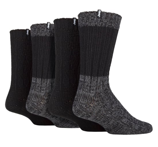 Heren 4-pack Merinowol Wandelsokken | Geribbelde Kabelgebreide Wolmix Bootsokken - Image 1