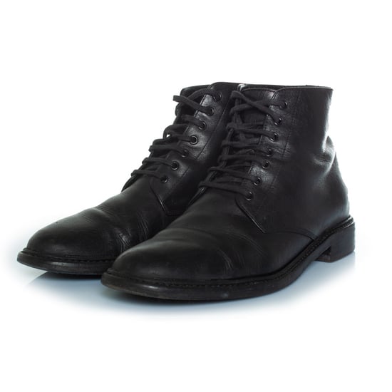 Lace up ankle boots in black leather - Image 1