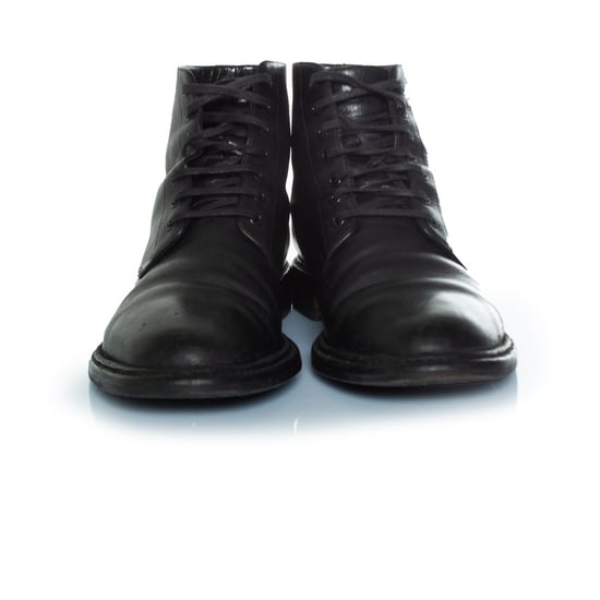 Lace up ankle boots in black leather - Image 3