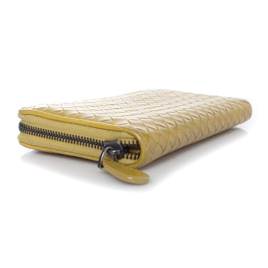 Lime green intrecciato nappa zip wallet - Image 3