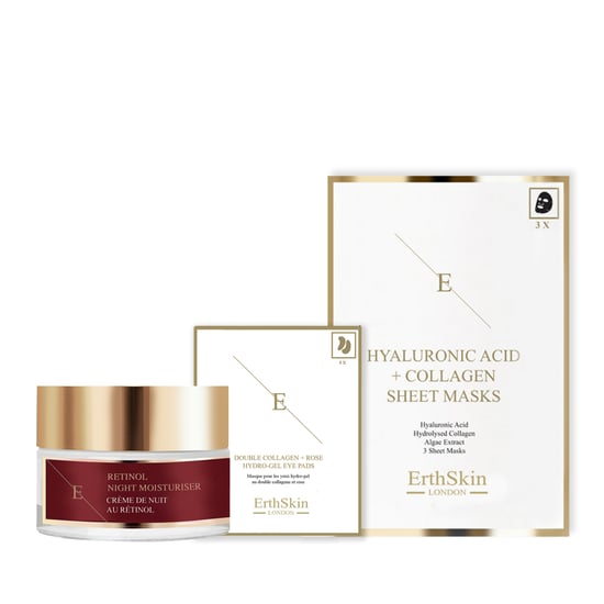 Retinol Nachtvochtinbrengende Crème 50ml + Dubbel Collageen + Rozen Hydrogel Oogpads 5 X 2 + Hyaluronzuur & Collageen Masker - 3 vellen - Image 1