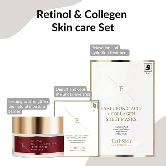 Retinol Nachtvochtinbrengende Crème 50ml + Dubbel Collageen + Rozen Hydrogel Oogpads 5 X 2 + Hyaluronzuur & Collageen Masker - 3 vellen - Image 3