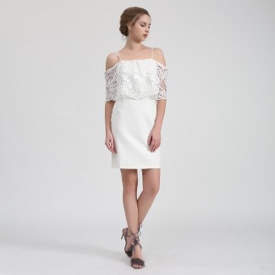 Bardot mini-jurk met kanten rand en off-shoulder - Image 2