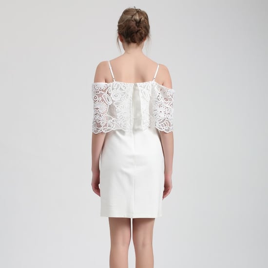 Bardot mini-jurk met kanten rand en off-shoulder - Image 4