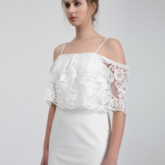 Bardot mini-jurk met kanten rand en off-shoulder - Image 5