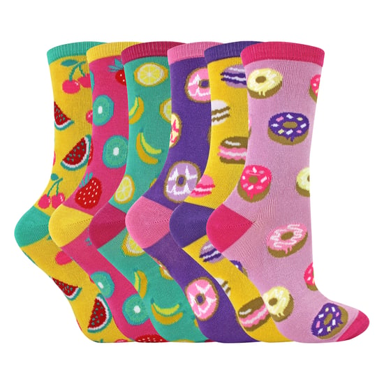 6-Pack Dames Grappige Voedsel Design Sokken | Leuk Kleurrijke Bamboe Sokken - Image 3