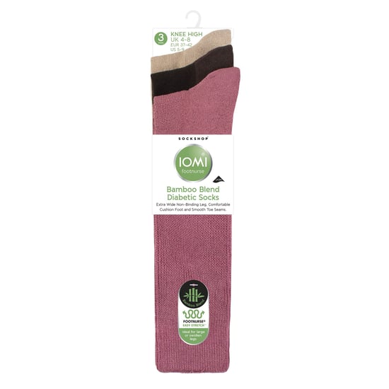 3-Pack Vrouwen Kniehoog Zachte Bamboe Diabetessokken - Image 2