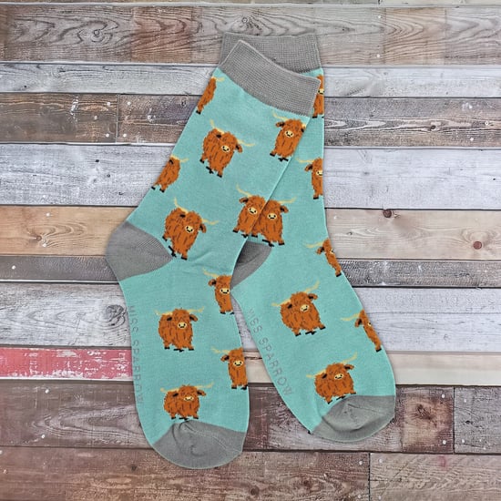 Dames Hooglandkoe Sokken | Vrouwelijke Noviteit Bamboe Cadeausokken Voor Koeienliefhebbers - Image 4