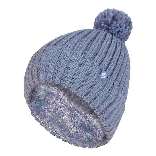 Dames Geribbelde Opgerolde Thermische Winter Pompon Beanie - Image 1