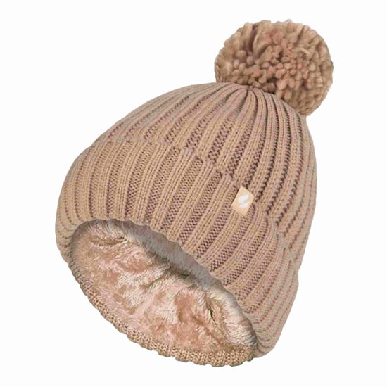 Dames Geribbelde Omgerolde Thermische Geïsoleerde Winter Pompon Muts - Image 1