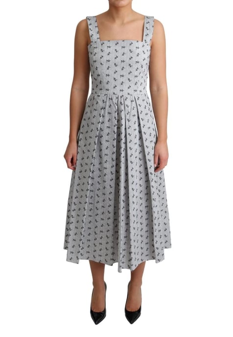 Dolce & Gabbana Dames Blauwwitte Bloemen Katoenen A-Lijn Jurk - Image 1