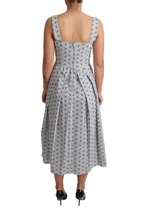 Dolce & Gabbana Dames Blauwwitte Bloemen Katoenen A-Lijn Jurk - Image 2