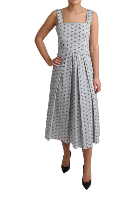 Dolce & Gabbana Dames Blauwwitte Bloemen Katoenen A-Lijn Jurk - Image 4