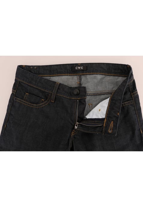 Costume National Dames Donkerblauwe Katoenen Classic Fit Jeans - Image 4