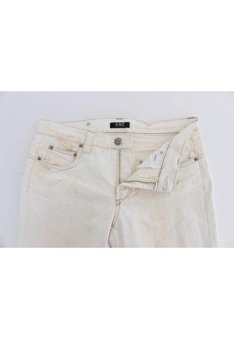 Costume National Dames Witte Katoenen Slim Fit Bootcut Jeans - Image 4