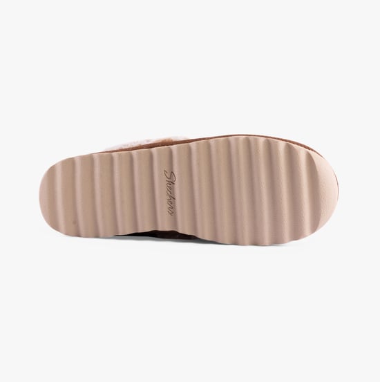 Skechers Cozy Up Polyester Dames Chestnut Slippers - Image 3