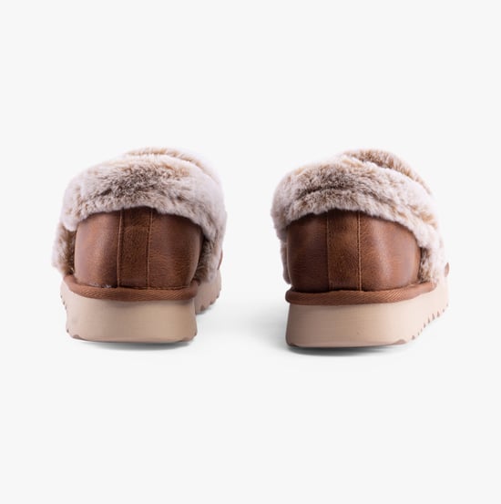 Skechers Cozy Up Polyester Dames Chestnut Slippers - Image 4