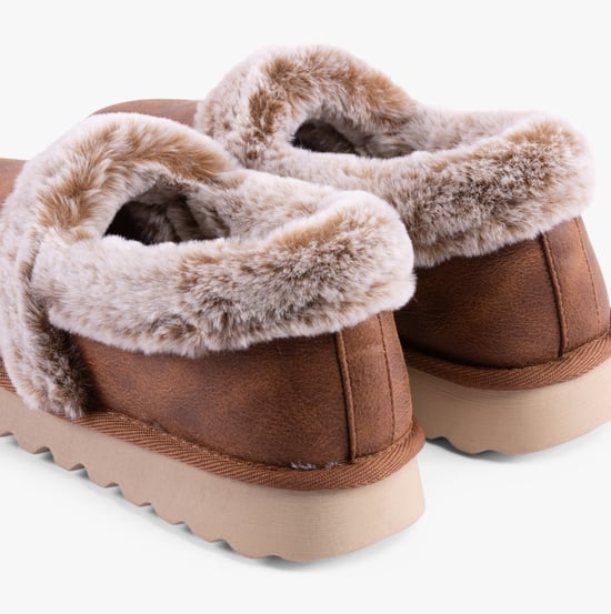 Skechers Cozy Up Polyester Dames Chestnut Slippers - Image 6