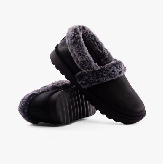 Skechers Cozy Up Polyester Dames Zwarte Slippers - Image 2