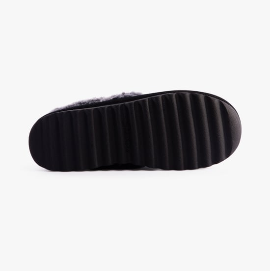 Skechers Cozy Up Polyester Dames Zwarte Slippers - Image 3