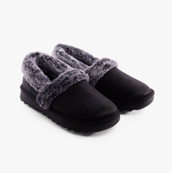 Skechers Cozy Up Polyester Dames Zwarte Slippers - Image 6