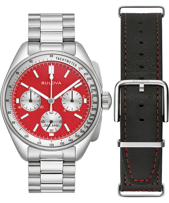 Bulova Archiefserie Lunar Pilot Blood Moon Heren Zilveren Horloge 96K115 - Image 1