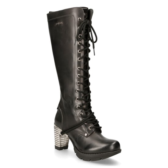 New Rock M-TR005-S1 Dames Kniehoge Zwarte Gothic Hoge Hakken Laarzen - Image 1