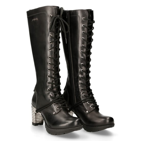 New Rock M-TR005-S1 Dames Kniehoge Zwarte Gothic Hoge Hakken Laarzen - Image 3