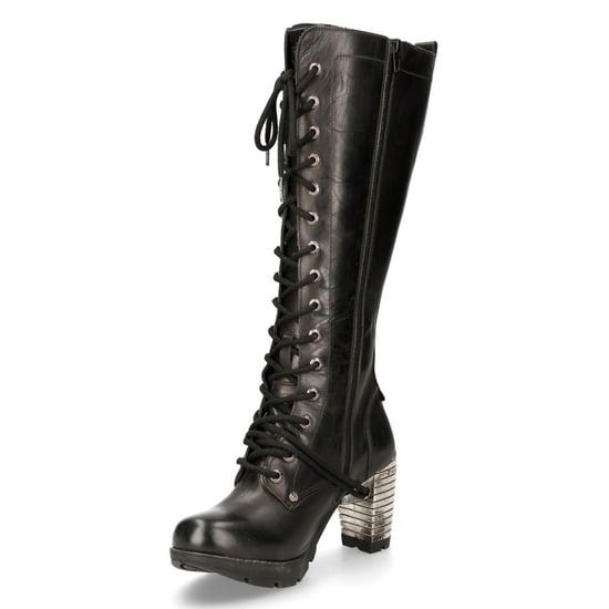 New Rock M-TR005-S1 Dames Kniehoge Zwarte Gothic Hoge Hakken Laarzen - Image 6