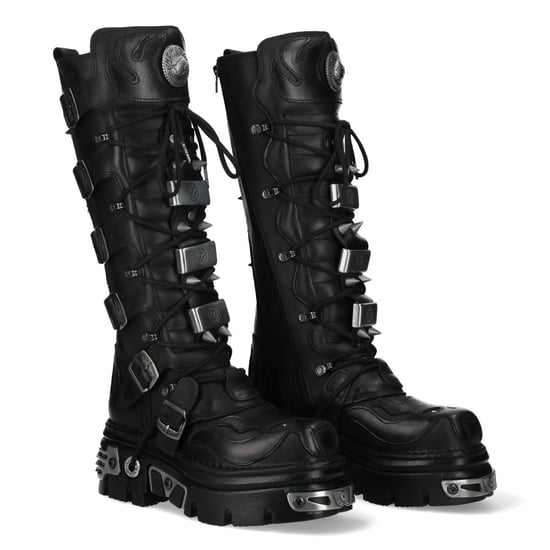 New Rock M-161-C10 kniehoge zwarte leren spikes gothic laarzen - Image 3