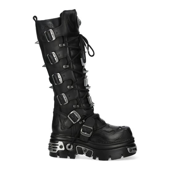 New Rock M-161-C10 kniehoge zwarte leren spikes gothic laarzen - Image 4