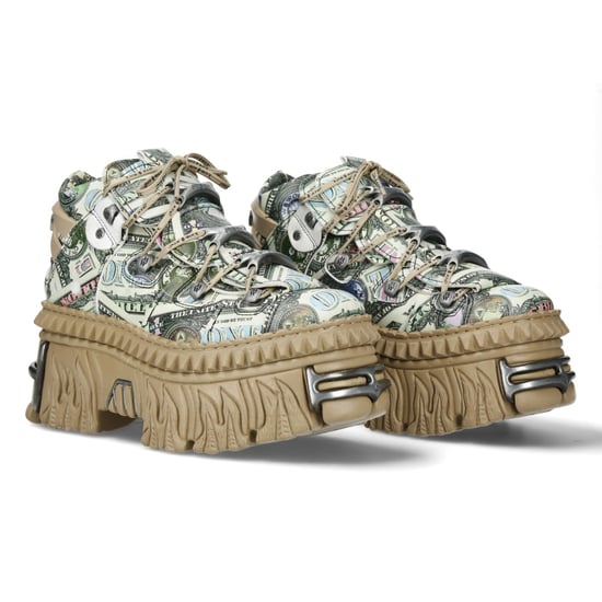 New Rock M-106WALL-C49 Dollar Bill Print leren platform enkellaarsjes - Image 3