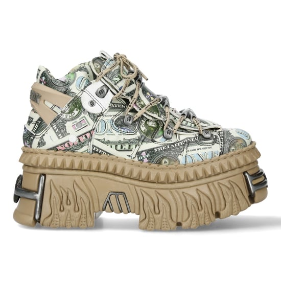 New Rock M-106WALL-C49 Dollar Bill Print leren platform enkellaarsjes - Image 4