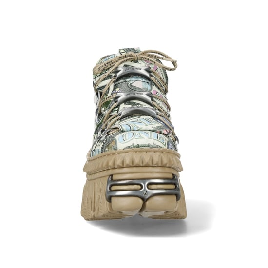 New Rock M-106WALL-C49 Dollar Bill Print leren platform enkellaarsjes - Image 5