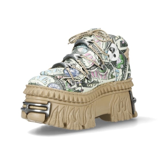 New Rock M-106WALL-C49 Dollar Bill Print leren platform enkellaarsjes - Image 6