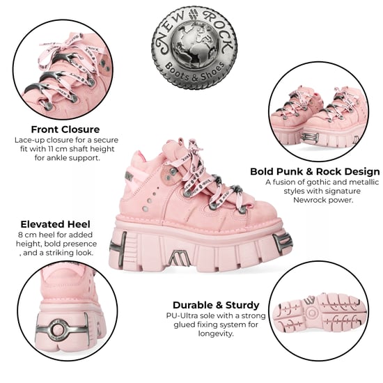 New Rock M-106-C153 Roze Tower Platform Gothic Punk Enkellaarsjes - Image 2