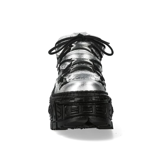 New Rock M-106WALL-C29 Metallic Zilver Zwart Leren Gothic Enkellaarsjes - Image 5