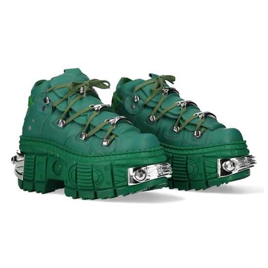 New Rock M-106WALL-C29 Metallic Groene Leren Gothic Enkellaarsjes - Image 3
