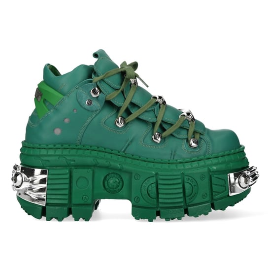 New Rock M-106WALL-C29 Metallic Groene Leren Gothic Enkellaarsjes - Image 4