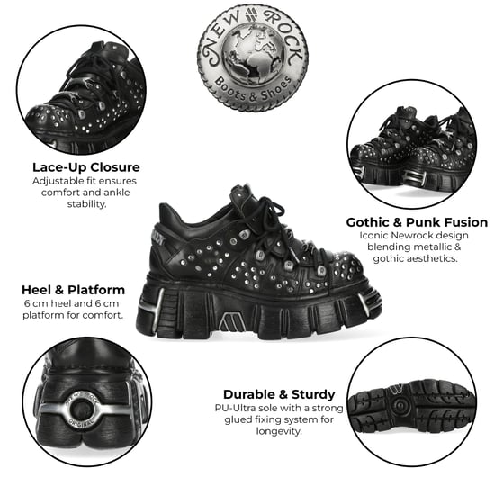 New Rock M-120NR-C1 Zwarte leren Gothic Platform enkellaarsjes - Image 2