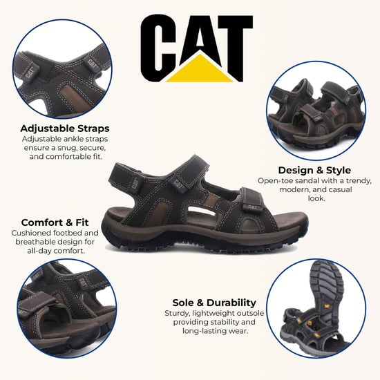 Caterpillar Heren Donkerbruine Leren Giles Trekking Sandalen - Image 3