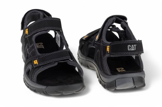 Caterpillar Heren Zwarte Leren Giles Trekking Sandalen - Image 6