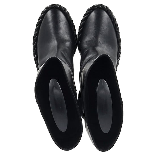Valentino Garavani Touw Mid-Calf Blokhaklaarzen in Zwart Leer - Image 3