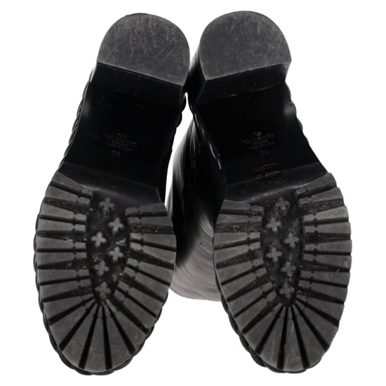 Valentino Garavani Touw Mid-Calf Blokhaklaarzen in Zwart Leer - Image 6