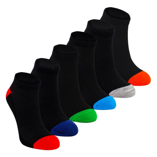 6-Pack Jongens Bamboe Trainer Sokken | Kinderen Zwarte Lage Hak & Teen Sokken - Image 1