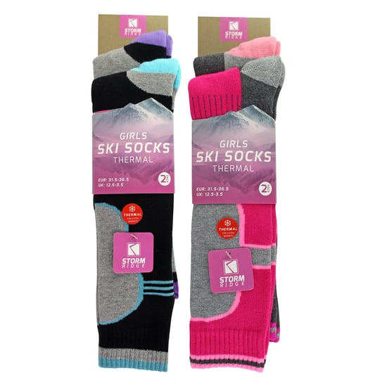 4-Pack Meisjes Skisokken | Thermische Winter Kussensokken voor Kinderen - Image 2