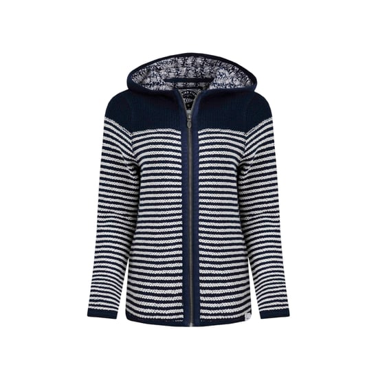 Weird Fish Dames Bianca Gestreepte Macaroni Eco Vriendelijke Volledige Ritssluiting Hoodie (Marineblauw) - Image 1