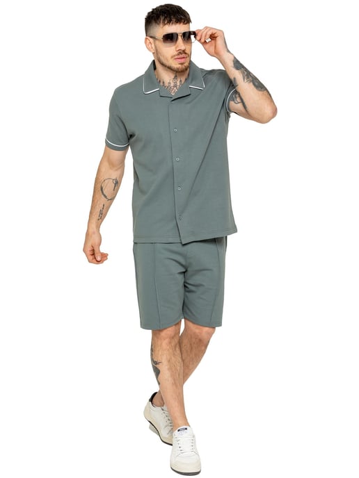 Enzo | Heren Biesjes Shirt & Korte Broek Tracksuit Set - Image 6