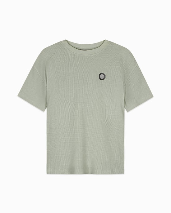 Zwarte Bananen, Monogram Wafel T-Shirt, Groen - Image 1